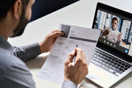 Person reviewing a job application