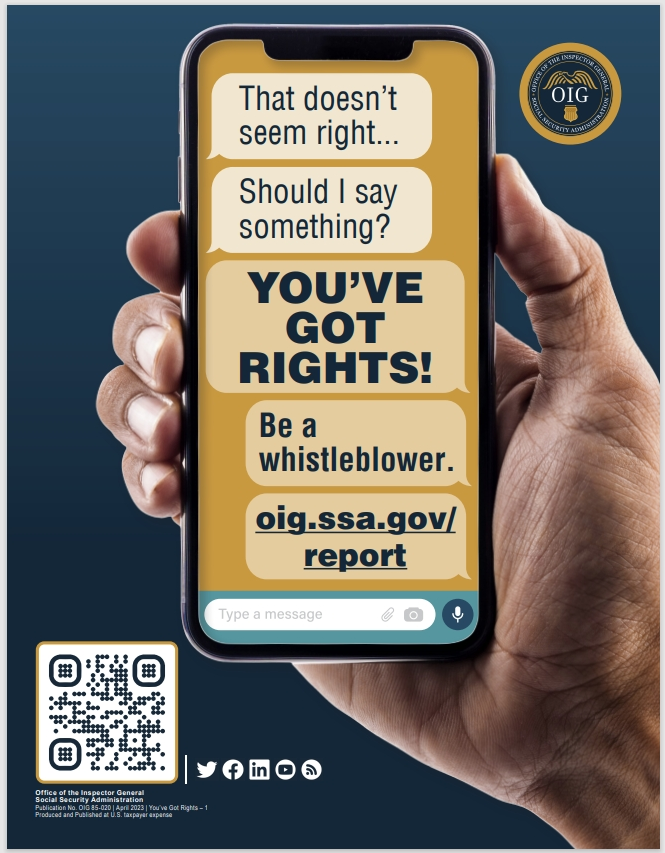 Whistleblower flyer reading You’ve Got Rights, version one