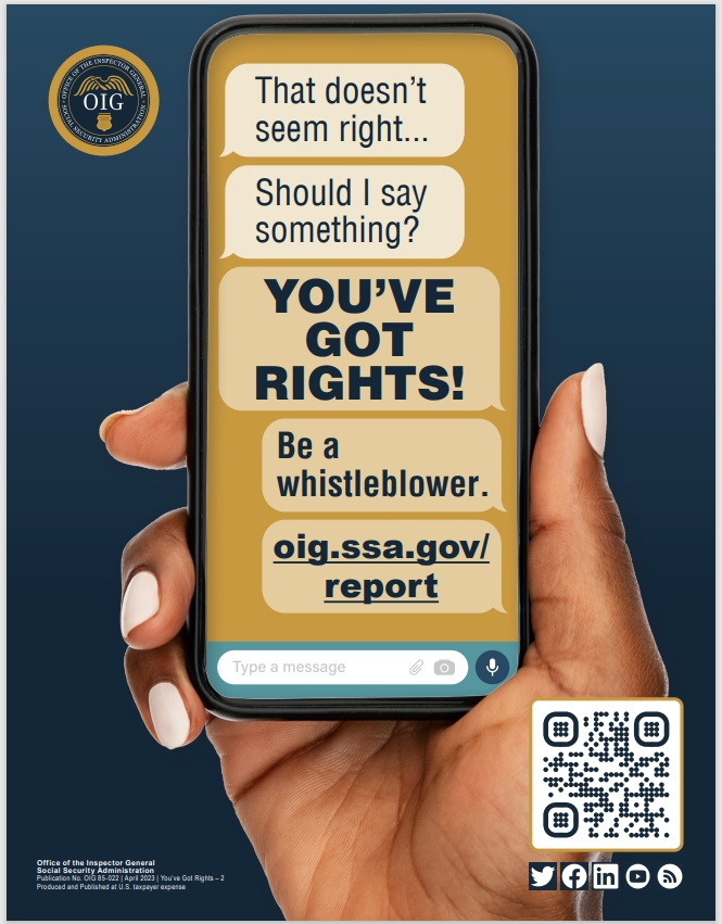 Whistleblower flyer reading You’ve Got Rights, version two