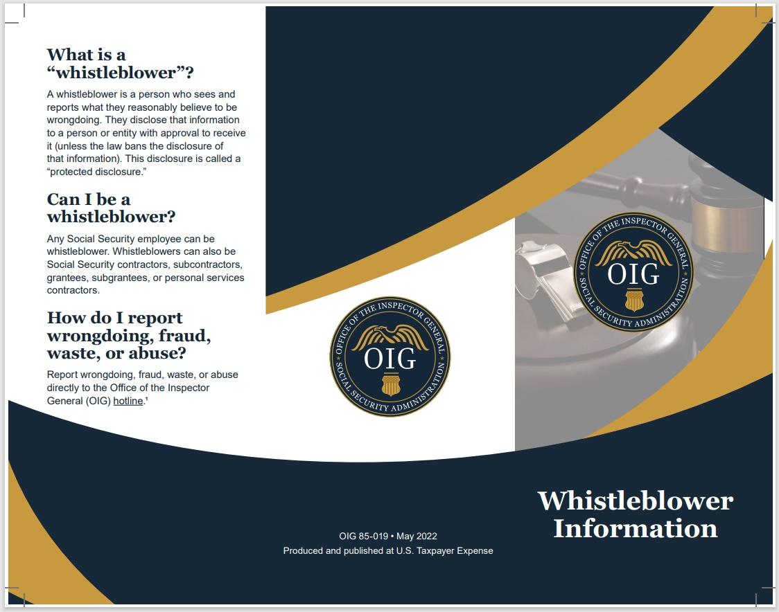 Cover of the Whistleblower Information brochure